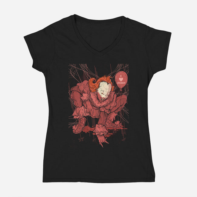 Blood Spider-Womens-V-Neck-Tee-Green Devil