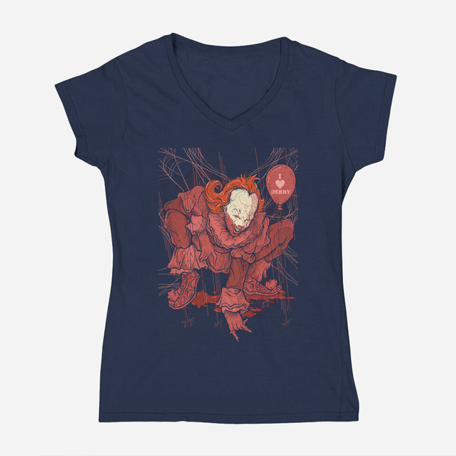 Blood Spider-Womens-V-Neck-Tee-Green Devil