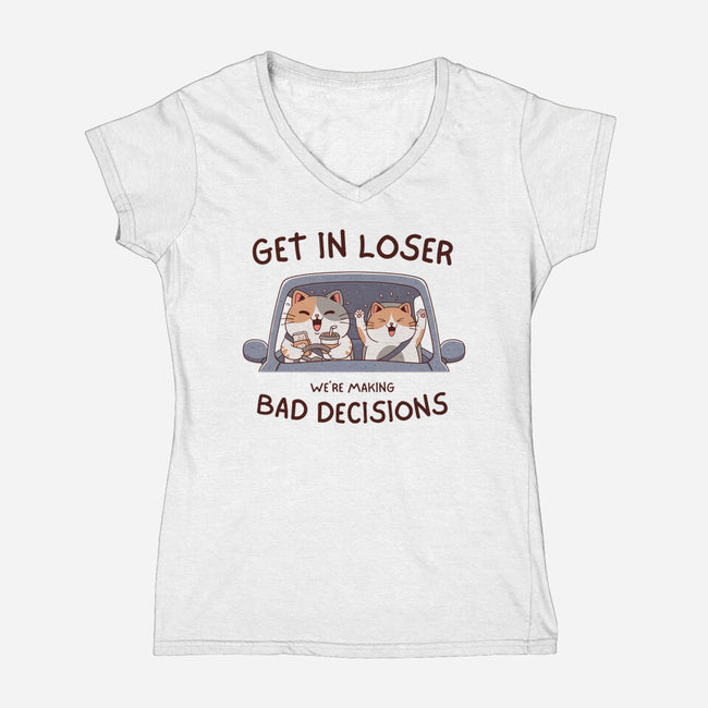 Making Bad Decisions-Womens-V-Neck-Tee-GODZILLARGE
