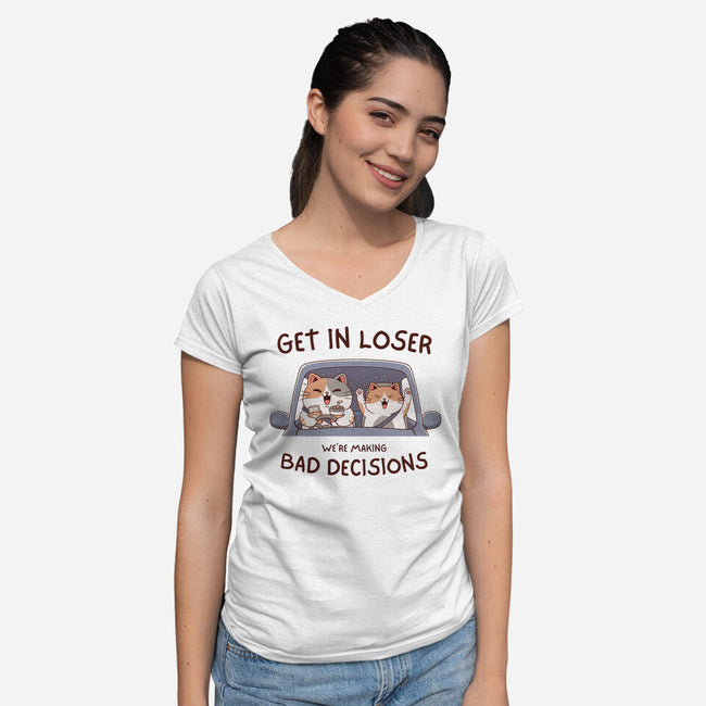Making Bad Decisions-Womens-V-Neck-Tee-GODZILLARGE