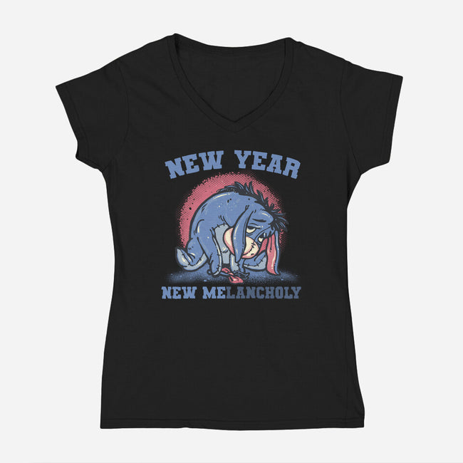 New Year New Melancholy-Womens-V-Neck-Tee-glitchygorilla
