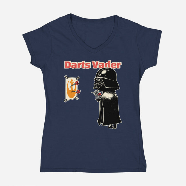 Darts Vader-Womens-V-Neck-Tee-imisko
