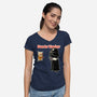 Darts Vader-Womens-V-Neck-Tee-imisko