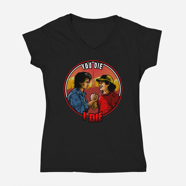 Hawkins Handshake-Womens-V-Neck-Tee-AndreusD