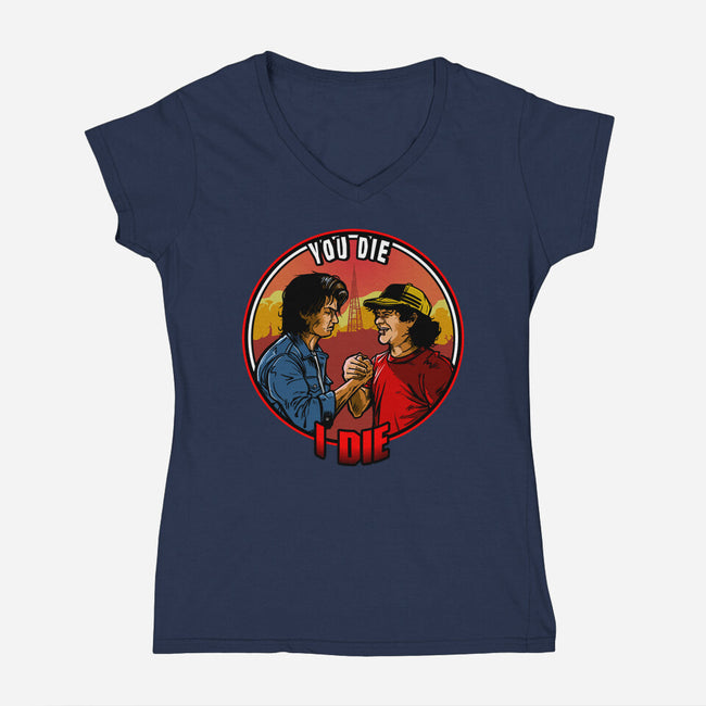 Hawkins Handshake-Womens-V-Neck-Tee-AndreusD