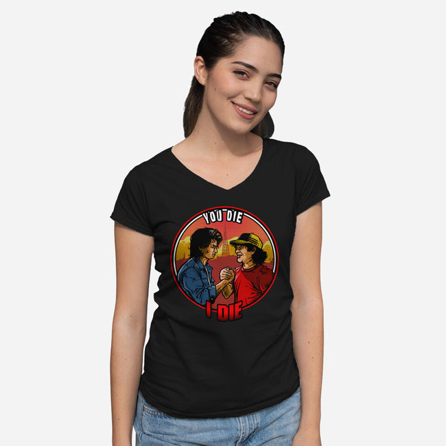 Hawkins Handshake-Womens-V-Neck-Tee-AndreusD