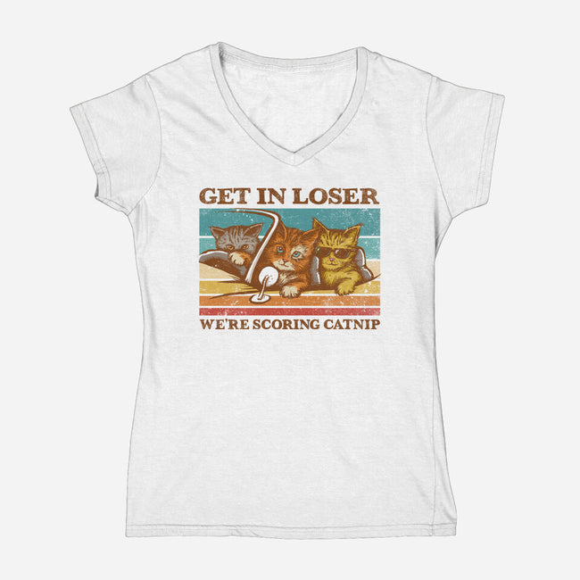 We're Scoring Catnip-Womens-V-Neck-Tee-kg07