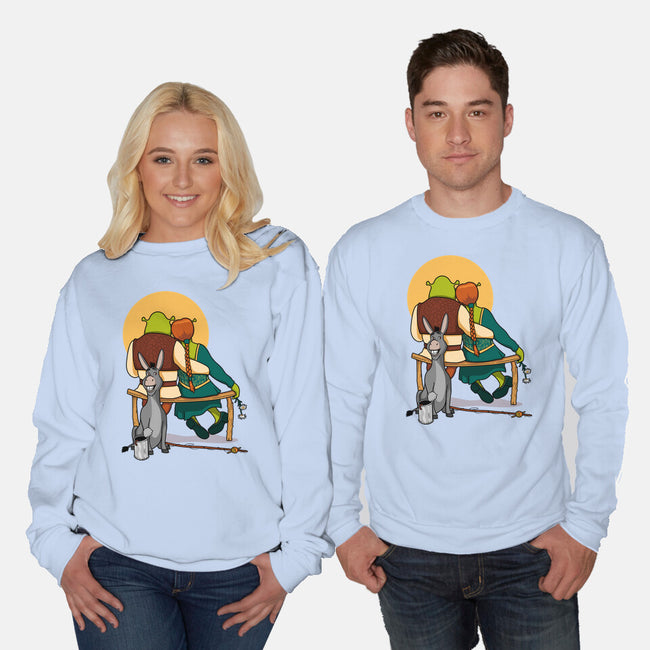 Ogres Gazing At The Moon-Unisex-Crew Neck-Sweatshirt-jasesa