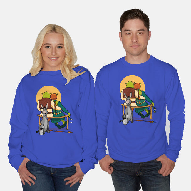 Ogres Gazing At The Moon-Unisex-Crew Neck-Sweatshirt-jasesa