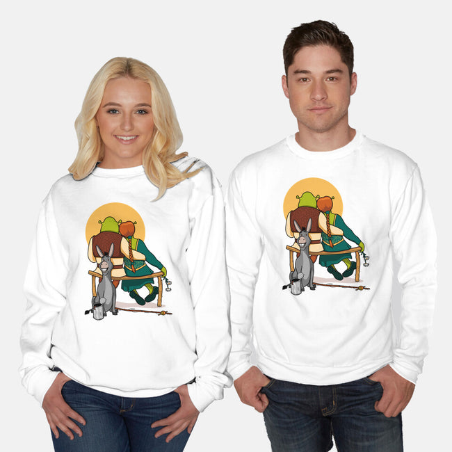 Ogres Gazing At The Moon-Unisex-Crew Neck-Sweatshirt-jasesa