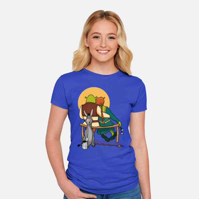 Ogres Gazing At The Moon-Womens-Fitted-Tee-jasesa