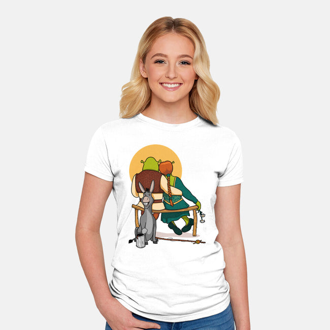 Ogres Gazing At The Moon-Womens-Fitted-Tee-jasesa