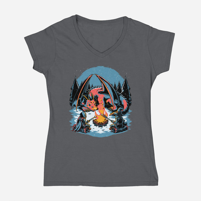 Cozy Dragon Fantasy-Womens-V-Neck-Tee-Studio Mootant