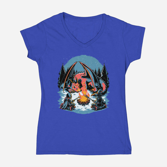 Cozy Dragon Fantasy-Womens-V-Neck-Tee-Studio Mootant