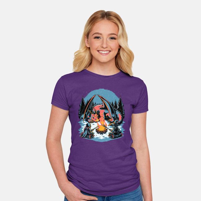 Cozy Dragon Fantasy-Womens-Fitted-Tee-Studio Mootant