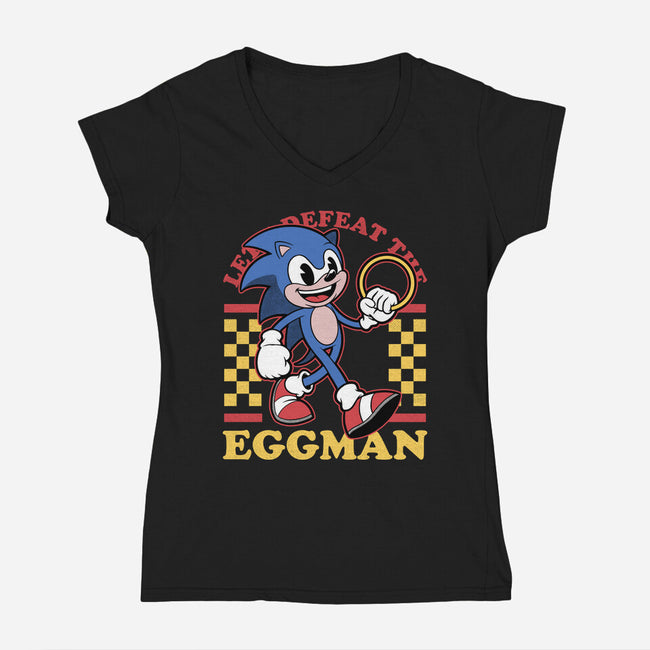 Game Mascot Hedgehog Runner-Womens-V-Neck-Tee-Studio Mootant