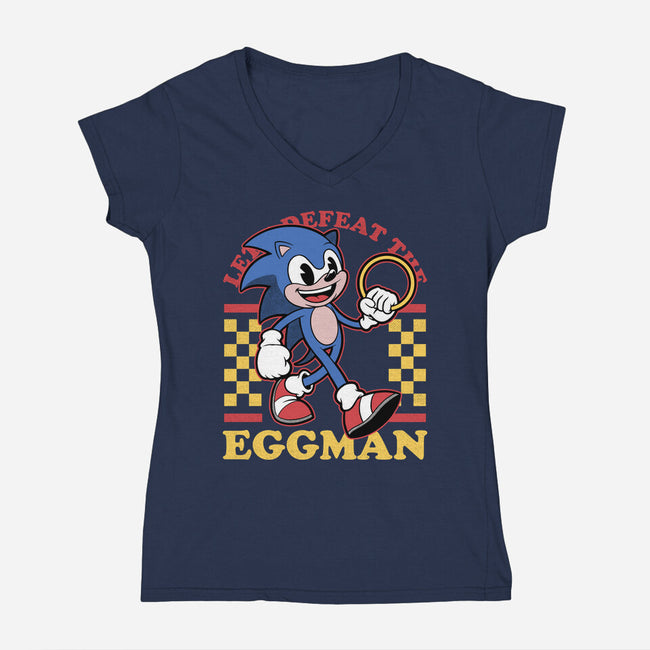 Game Mascot Hedgehog Runner-Womens-V-Neck-Tee-Studio Mootant