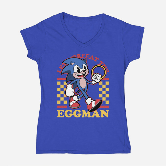 Game Mascot Hedgehog Runner-Womens-V-Neck-Tee-Studio Mootant