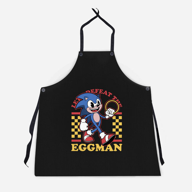 Game Mascot Hedgehog Runner-Unisex-Kitchen-Apron-Studio Mootant