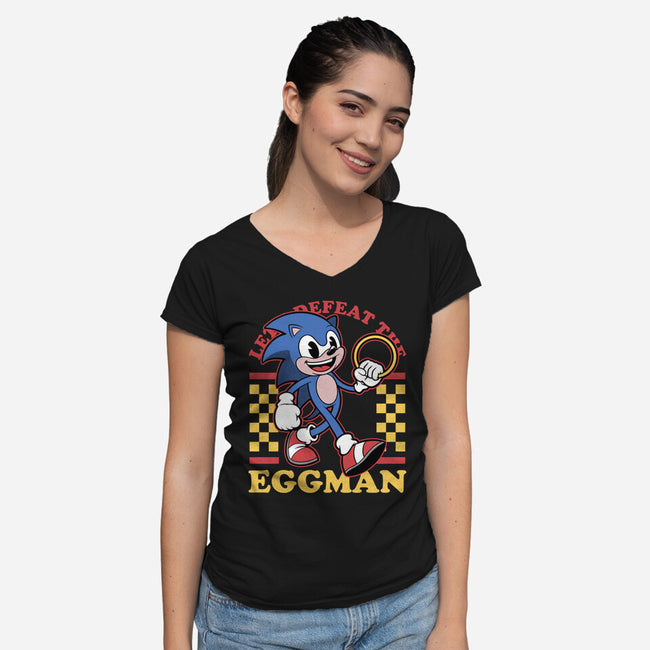 Game Mascot Hedgehog Runner-Womens-V-Neck-Tee-Studio Mootant