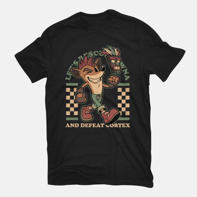 Game Mascot Crash Mask-Womens-Fitted-Tee-Studio Mootant