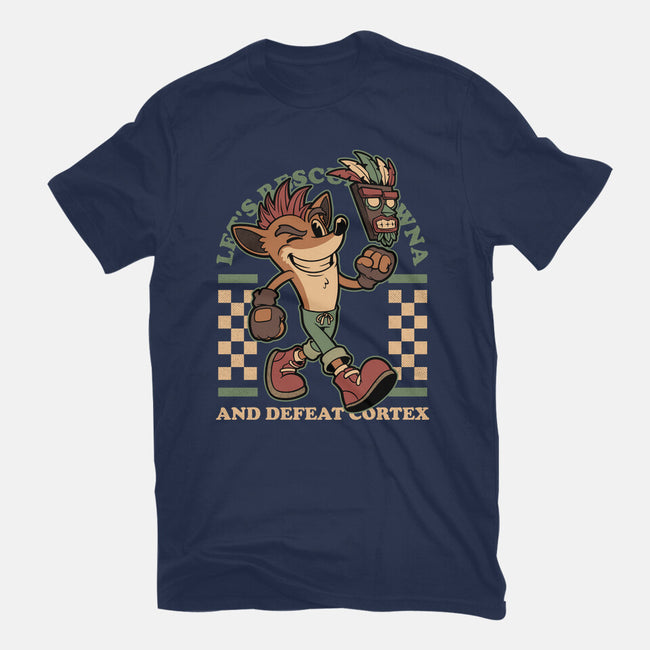 Game Mascot Crash Mask-Womens-Fitted-Tee-Studio Mootant