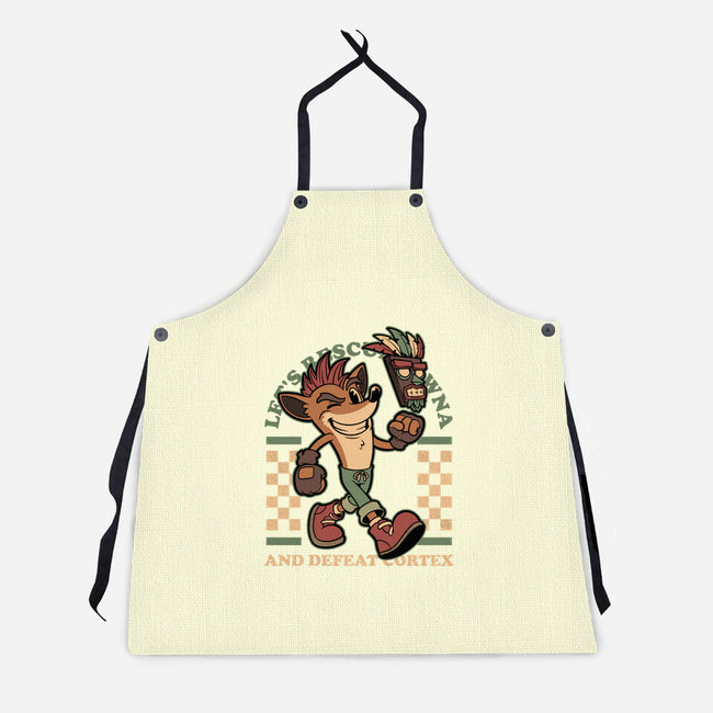 Game Mascot Crash Mask-Unisex-Kitchen-Apron-Studio Mootant