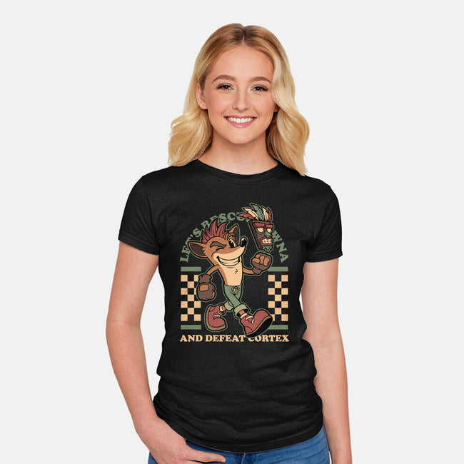Game Mascot Crash Mask-Womens-Fitted-Tee-Studio Mootant