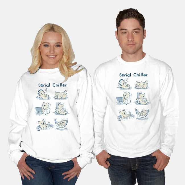 Serial Chiller Cat-Unisex-Crew Neck-Sweatshirt-worlddominationforcats