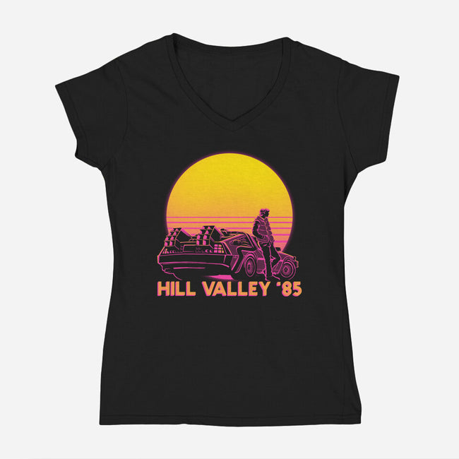 Hill Valley 85-Womens-V-Neck-Tee-rmatix