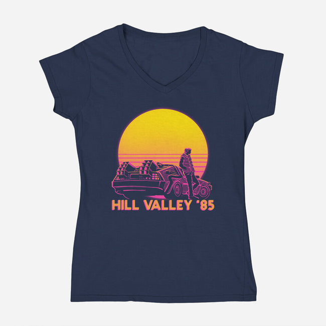 Hill Valley 85-Womens-V-Neck-Tee-rmatix