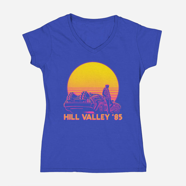 Hill Valley 85-Womens-V-Neck-Tee-rmatix