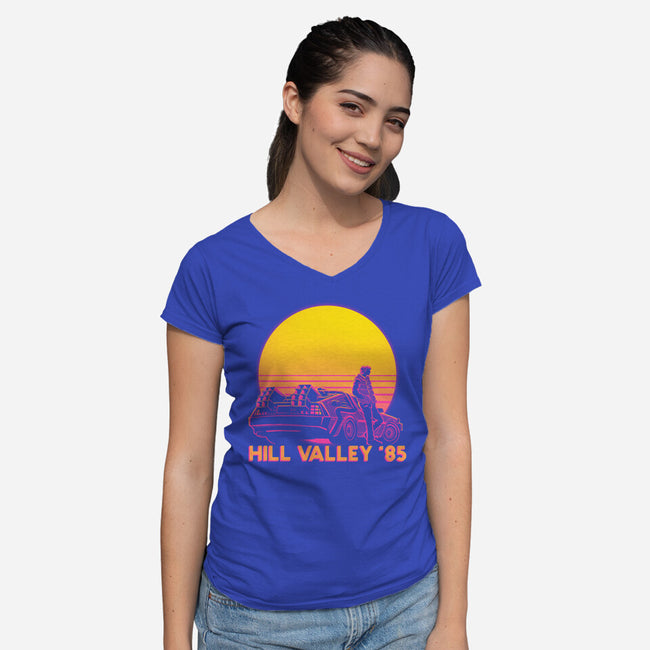 Hill Valley 85-Womens-V-Neck-Tee-rmatix