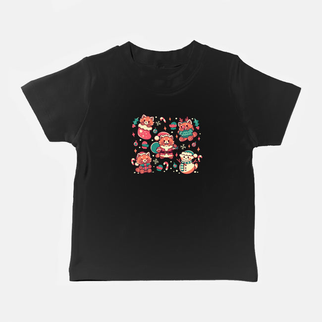 Festive Red Pandas-Baby-Basic-Tee-TechraNova
