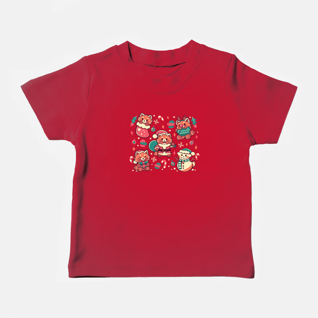 Festive Red Pandas-Baby-Basic-Tee-TechraNova