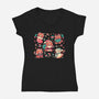 Festive Red Pandas-Womens-V-Neck-Tee-TechraNova