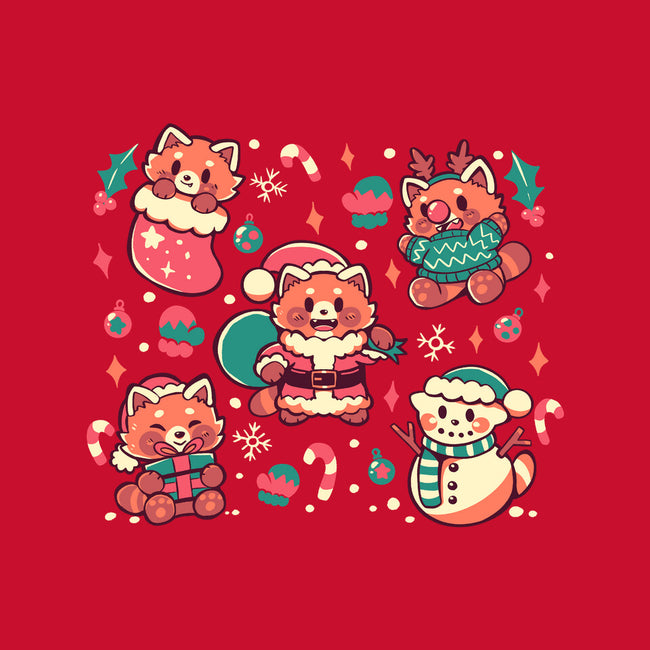 Festive Red Pandas-None-Fleece-Blanket-TechraNova