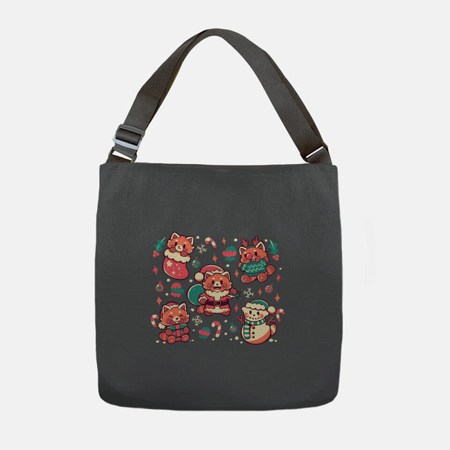 Festive Red Pandas-None-Adjustable Tote-Bag-TechraNova