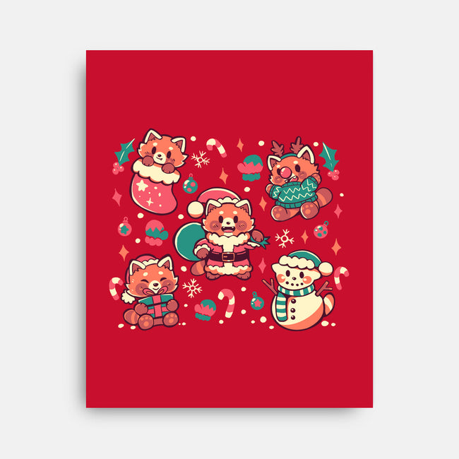 Festive Red Pandas-None-Stretched-Canvas-TechraNova