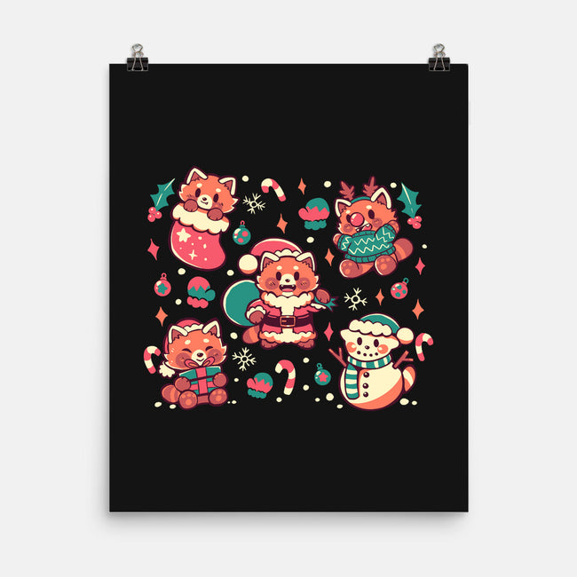 Festive Red Pandas-None-Matte-Poster-TechraNova