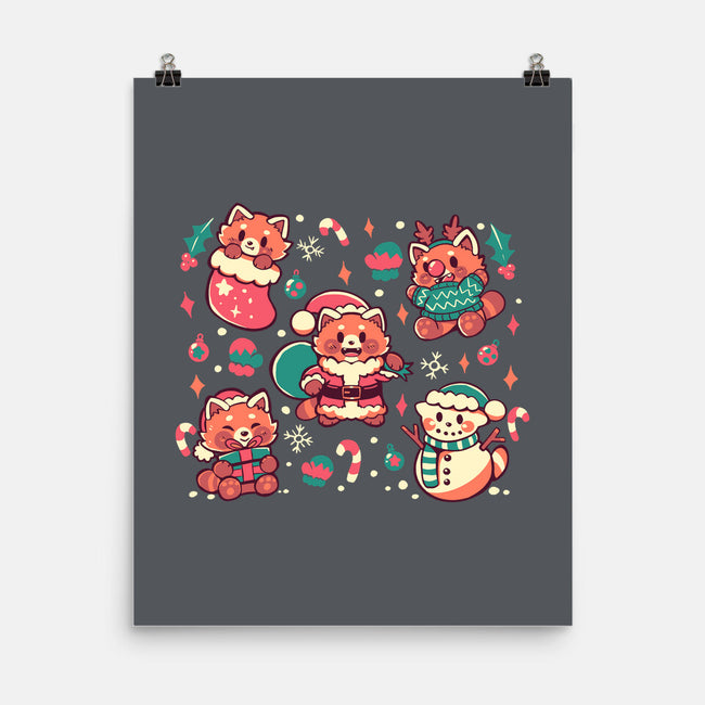 Festive Red Pandas-None-Matte-Poster-TechraNova