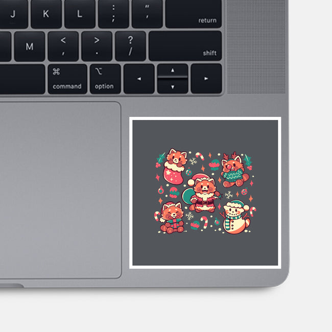 Festive Red Pandas-None-Glossy-Sticker-TechraNova