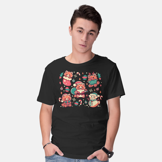 Festive Red Pandas-Mens-Basic-Tee-TechraNova