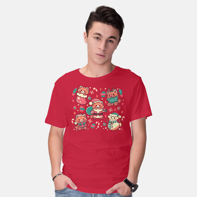 Festive Red Pandas-Mens-Basic-Tee-TechraNova