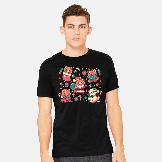 Festive Red Pandas-Mens-Heavyweight-Tee-TechraNova