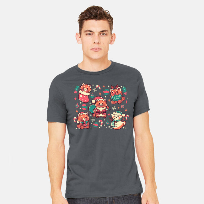 Festive Red Pandas-Mens-Heavyweight-Tee-TechraNova