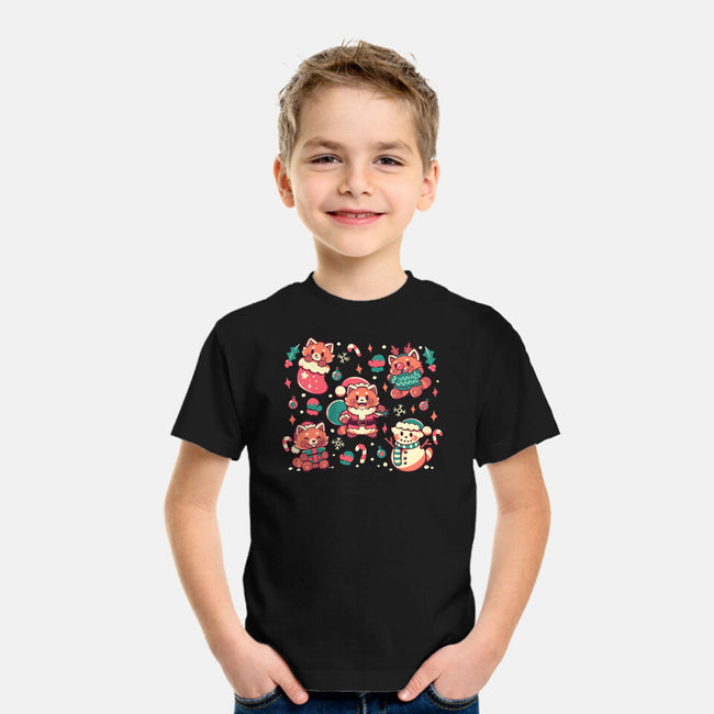 Festive Red Pandas-Youth-Basic-Tee-TechraNova