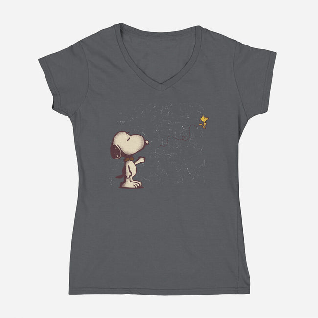Dog And Bird-Womens-V-Neck-Tee-turborat14