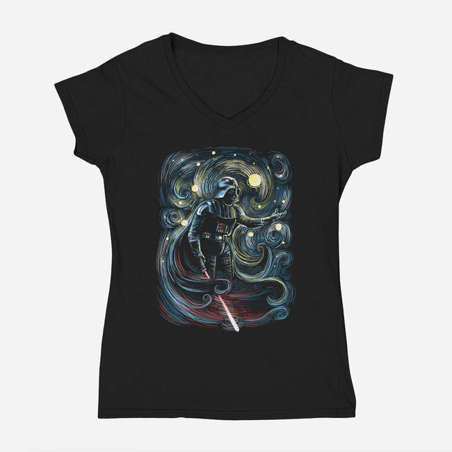 Starry Dark Lord-Womens-V-Neck-Tee-zascanauta