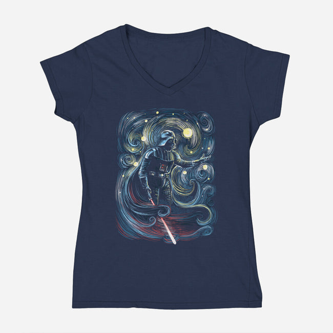 Starry Dark Lord-Womens-V-Neck-Tee-zascanauta